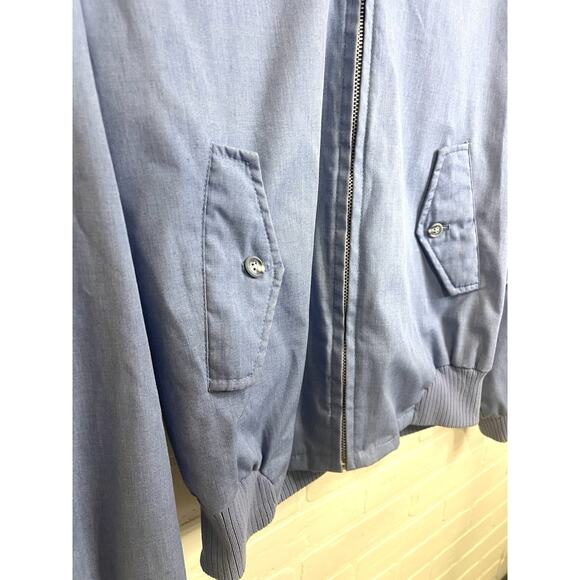 Vintage Mens #40 | Sir Jac Jacket | Light Blue Bomber Jacket | Red Plaid Lined - Picture 2 of 8